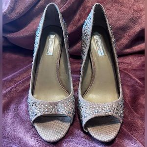 INC International Concepts Jema Brown  Sparkle Pumps Peep Toe Heels